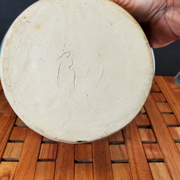 Handmade Studio Pottery Chip & Dip Bowl — Aqua Blue Glaze, Artisan Serveware - Picture 3 of 10